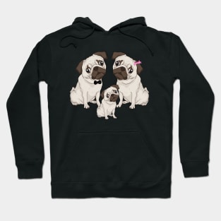 Three Little Puglets (Piglets) Family Of Pugs Hoodie